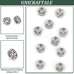 12Pcs Retro Ion Plating(IP) 304 Stainless Steel Spacer Beads&nbsp;STAS-UN0054-78