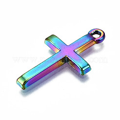 Rainbow Color Alloy Tiny Cross Charms&nbsp;PALLOY-S180-035-RS