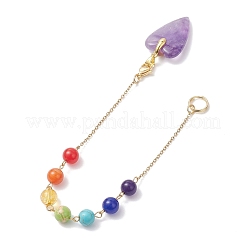 4Pcs Natural Obsidian & Amethyst & Rose Quartz & Quartz Crystal Heart Dowsing Pendulums&nbsp;PALLOY-JF04566