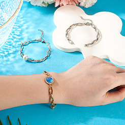 6Pcs 3 Style 304 Stainless Steel Cross Link Chain Bracelet Making&nbsp;AJEW-TA00051