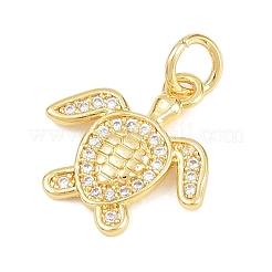 Brass Micro Pave Cubic Zirconia Pendants&nbsp;KK-D258-01G-01