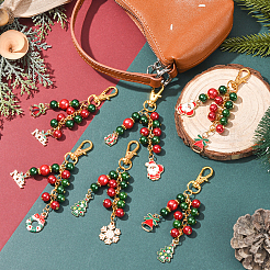 6Pcs Christmas Alloy Enamel Pendant Decorations&nbsp;HJEW-SP0001-31