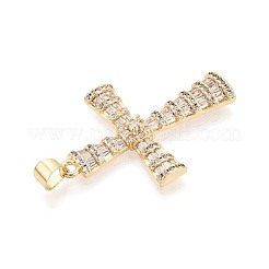Brass Micro Pave Clear Cubic Zirconia Pendants&nbsp;KK-N268-94G