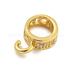 Rack Plating Brass Micro Pave Clear Cubic Zirconia Tube Bails&nbsp;KK-F876-18G