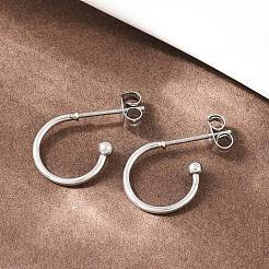 C-Shaped 304 Stainless Steel Stud Earrings&nbsp;EJEW-Z154-01P-01