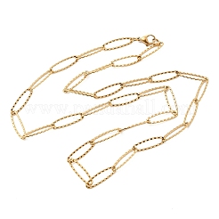 304 Stainless Steel Texture Oval Link Chain Necklaces&nbsp;NJEW-K305-06G
