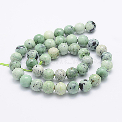 Natural Green Grass Jasper Beads Strands&nbsp;G-J373-03-9.5mm
