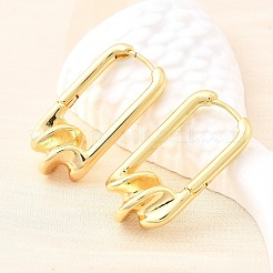 Rectangle Brass Hoop Earrings&nbsp;EJEW-Z121-08G