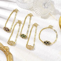 Double Terminal Pointed Mixed Gemstone Link Macrame Pouch Bracelets&nbsp;BJEW-JB10277