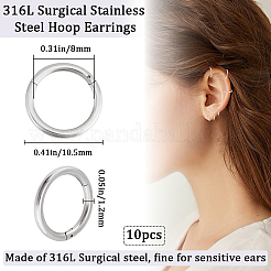 10Pcs 316L Stainless Steel Sleeper Earrings&nbsp;EJEW-BBC0001-56C