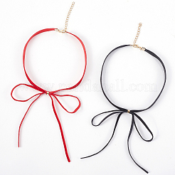2Pcs 2 Colors Bowknot Velvet Choker Necklaces for Women&nbsp;NJEW-CY0001-01