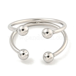 Non-Tarnish Round Ball 304 Stainless Steel Open Cuff Finger Rings for Women&nbsp;RJEW-P114-11P