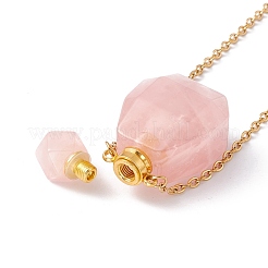 Openable Faceted Natural & Synthetic Mixed Stone Perfume Bottle Pendant Necklaces for Women&nbsp;NJEW-F296-04G