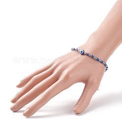 Resin Evil Eye & Glass Seed Beaded Bracelet for Women&nbsp;BJEW-JB08560
