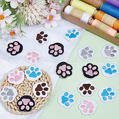 30Pcs 5 Colors Paw Print Polyester Computerized Embroidery Cloth Sew on Patches&nbsp;PATC-CY0001-67
