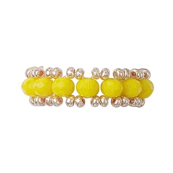 Faceted Rondelle Glass Beaded Stretch Rings for Women&nbsp;RJEW-JR00824