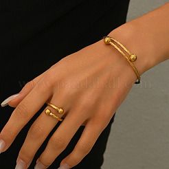 Minimalist Stainless Steel Cuff Bangles & Rings Sets for Women&nbsp;UE9342