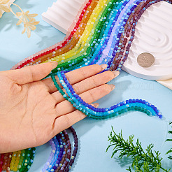 18 Strands 18 Colors Frosted Opaque Glass Beads Strands&nbsp;GLAA-TA0003-40