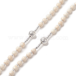 Natural Lava Rock & Synthetic Turquoise Rosary Bead Necklace&nbsp;NJEW-JN04237-02