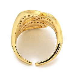 Rack Plating Brass Micro Pave Cubic Zirconia Teardrop Open Cuff Ring for Women&nbsp;RJEW-C082-07G