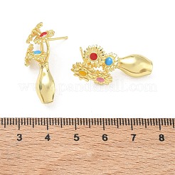 Brass Enamel Stud Earrings for Women&nbsp;EJEW-A168-01G