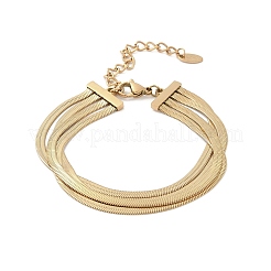 304 Stainless Steel Snake Chain Multi-Strand Bracelets For Women&nbsp;BJEW-Z095-01A-G