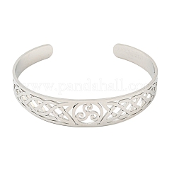 Non-Tarnish 304 Stainless Steel Triquetra/Trinity Knot Hollow Open Cuff Bangles&nbsp;BJEW-S154-02P