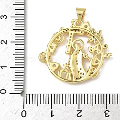 Brass Micro Pave Clear Cubic Zirconia Pendants&nbsp;KK-L257-21G