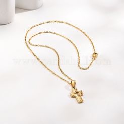 Stainless Steel Cross Pendant Cable Chain Necklaces for Women&nbsp;PW-WG067D3-01