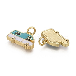 Brass Micro Pave Clear Cubic Zirconia Pendants&nbsp;KK-F821-34B-G