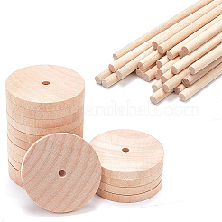 Schima Wood Unfinshed 100Pcs Wheel & 50Pcs Stick Sets&nbsp;DIY-OC0014-38B