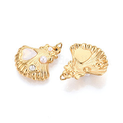 304 Stainless Steel Pave Crystal Rhinestone and ABS Imitation Pearl Resin Pendants&nbsp;STAS-T069-87A