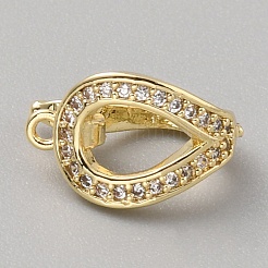 Brass Micro Pave Clear Cubic Zirconia Fold Over Clasps&nbsp;FIND-WH0428-15G