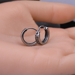 Vintage 304 Stainless Steel Hollow Carved Huggie Hoop Earrings&nbsp;FS-WG5B67A-01