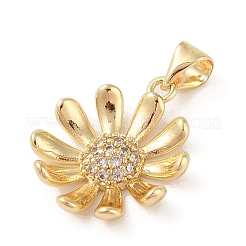 Brass Micro Pave Clear Cubic Zirconia Pendants&nbsp;ZIRC-P121-05A-G