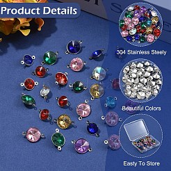 30Pcs 2 Styles Glass Cone Connector Charms&nbsp;STAS-YW0011-23