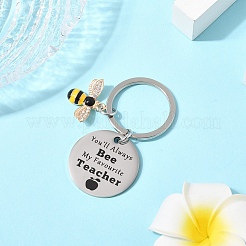 Teacher's Day Gift 201 Stainless Steel Flat Round with Word Keychains&nbsp;KEYC-FS0001-09