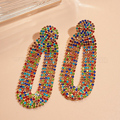 Brass Micro Pave Colorful Cubic Zirconia Dangle Stud Earrings&nbsp;FS-WG92DED-01