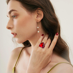 4Pcs 4 Colors Glass Heart Adjustable Rings Set&nbsp;RJEW-FI0001-11