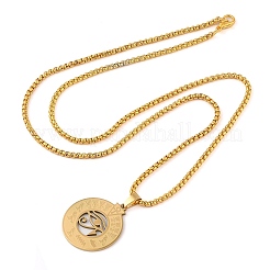 201 Stainless Steel Box Chain Eye of Horus Pendant Necklaces&nbsp;NJEW-P316-07G