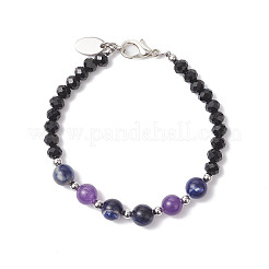 6Pcs 6 Colors Natural & Synthetic Gemstone & Glass Round Beaded Bracelets for Women&nbsp;BJEW-JB12210
