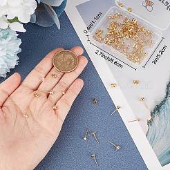 80Pcs 2 Size Brass Stud Earring Findings&nbsp;KK-BBC0007-18