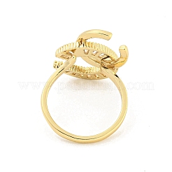 Letter C Brass Micro Pave Clear Cubic Zirconia Open Cuff Rings&nbsp;RJEW-G309-34G