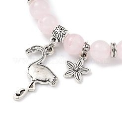 Natural Rose Quartz Round Beaded Stretch Bracelets&nbsp;BJEW-JB09898-02