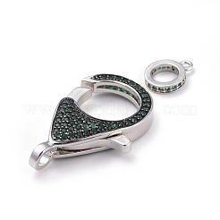Brass Micro Pave Cubic Zirconia Lobster Claw Clasps&nbsp;ZIRC-K081-95P-04