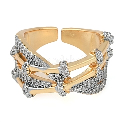 Brass Micro Pave Clear Cubic Zirconia Finger Ring&nbsp;RJEW-Q819-27G