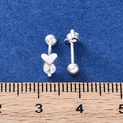 S999 Fine Silver Micro Pave Clear Cubic Zirconia Stud Earrings&nbsp;EJEW-F356-05S