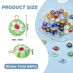64Pcs Handmade Millefiori Glass Pendants&nbsp;PALLOY-HS00030