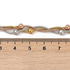 3 Colors 304 Stainless Steel Round Snake Chain Braided 3 Starnd Necklaces for Women&nbsp;NJEW-Z071-01M