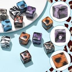 12Pcs 6 Colors Leopard Print Pattern Plastic Beads&nbsp;KY-FS0001-48